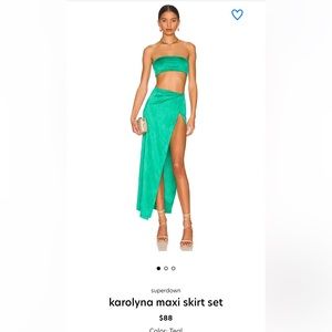 Superdown Karolyna Maxi Skirt Set in Teal